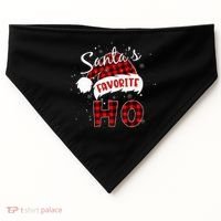 Santas Favorite Ho Christmas Red Plaid Buffalo Pajama USA-Made Doggie Bandana thumb 0