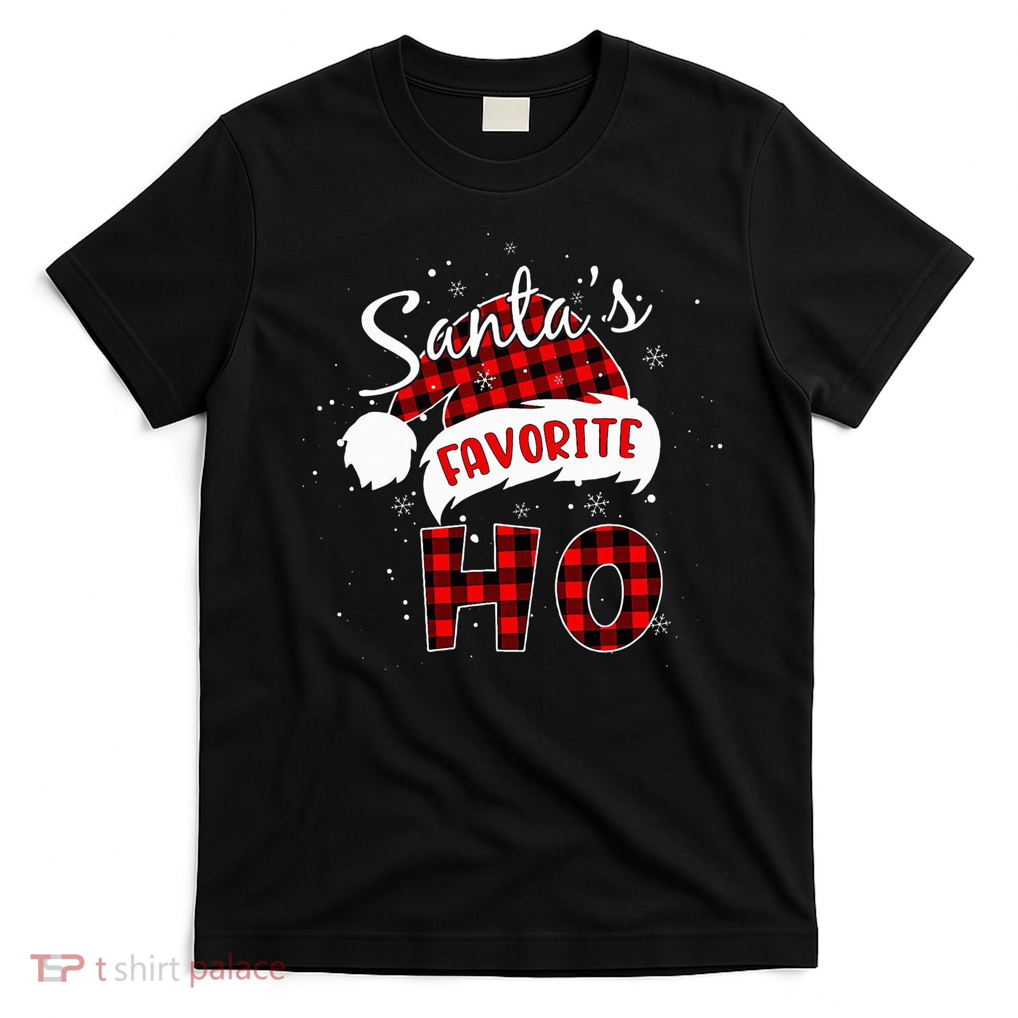Santas Favorite Ho Christmas Red Plaid Buffalo Pajama T-Shirt
