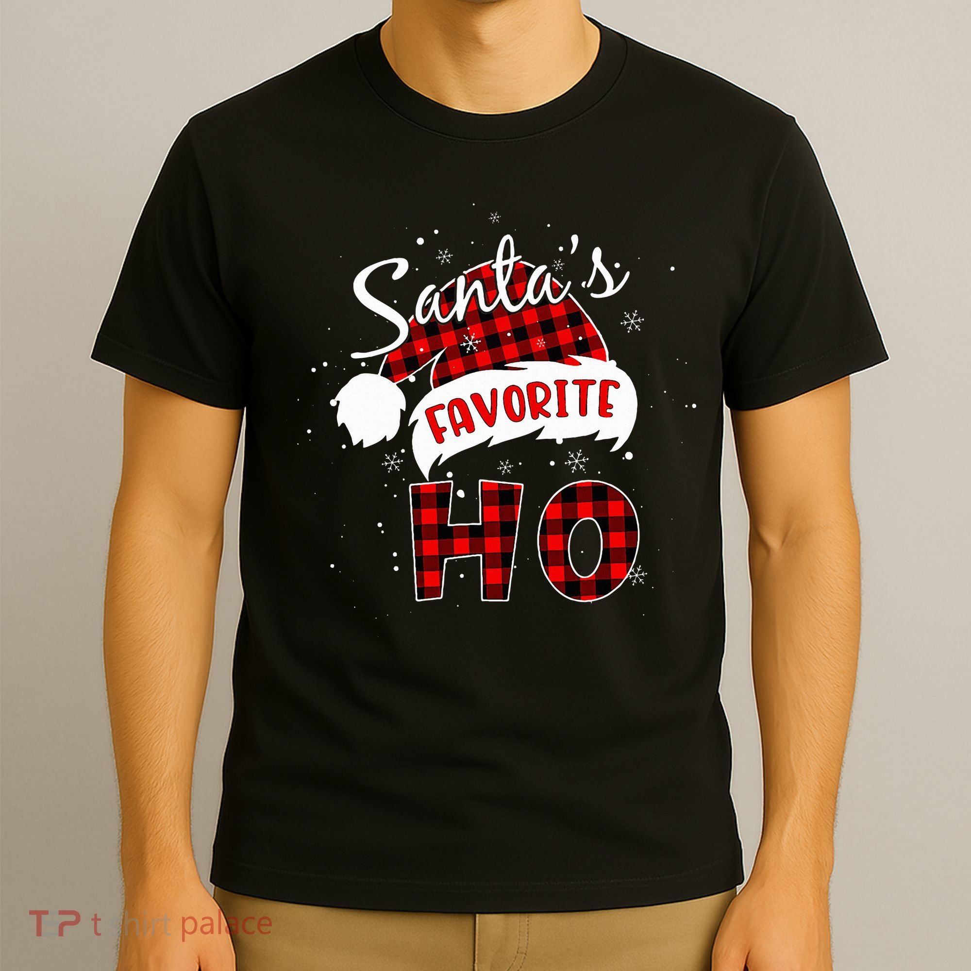 Santas Favorite Ho Christmas Red Plaid Buffalo Pajama T-Shirt