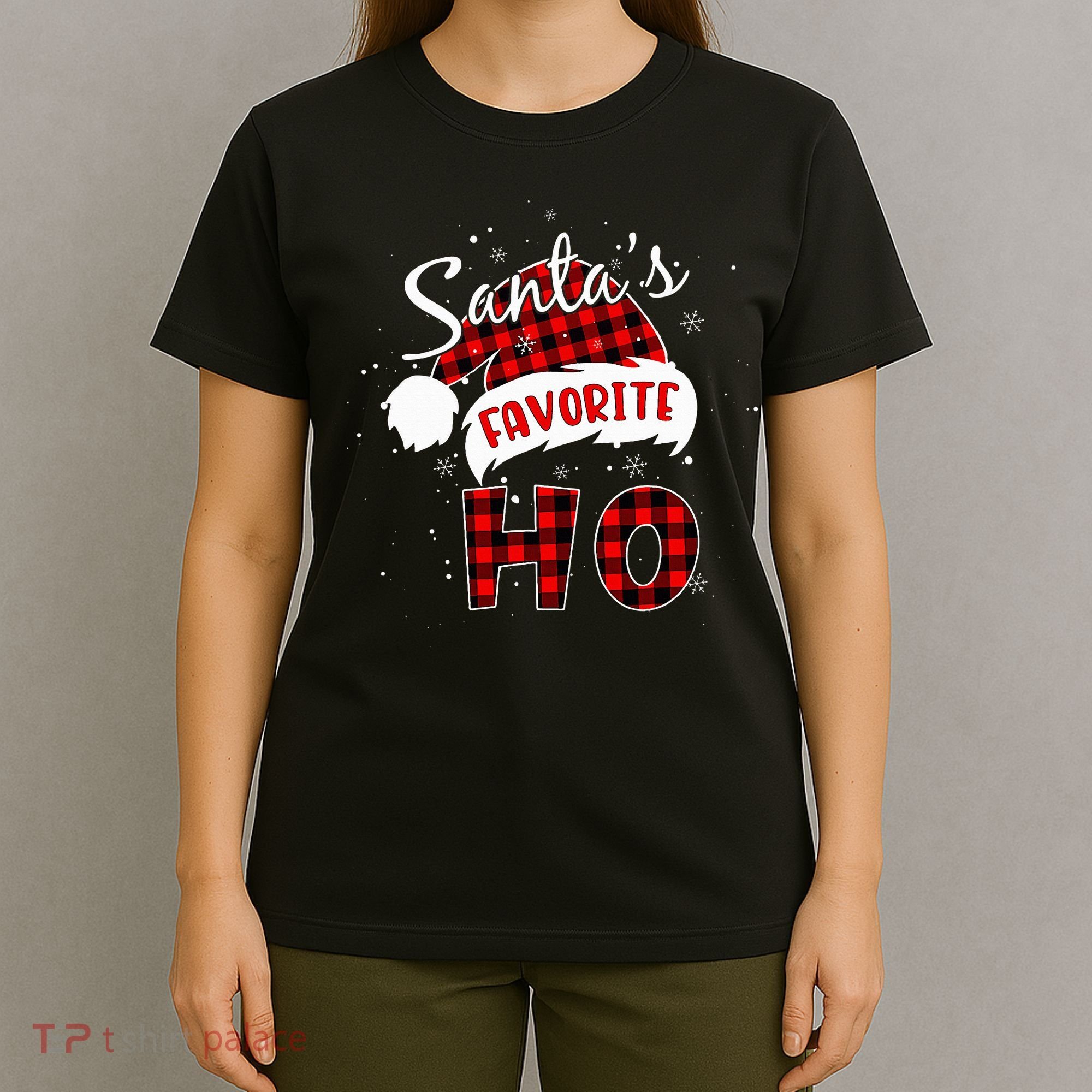 Santas Favorite Ho Christmas Red Plaid Buffalo Pajama T-Shirt