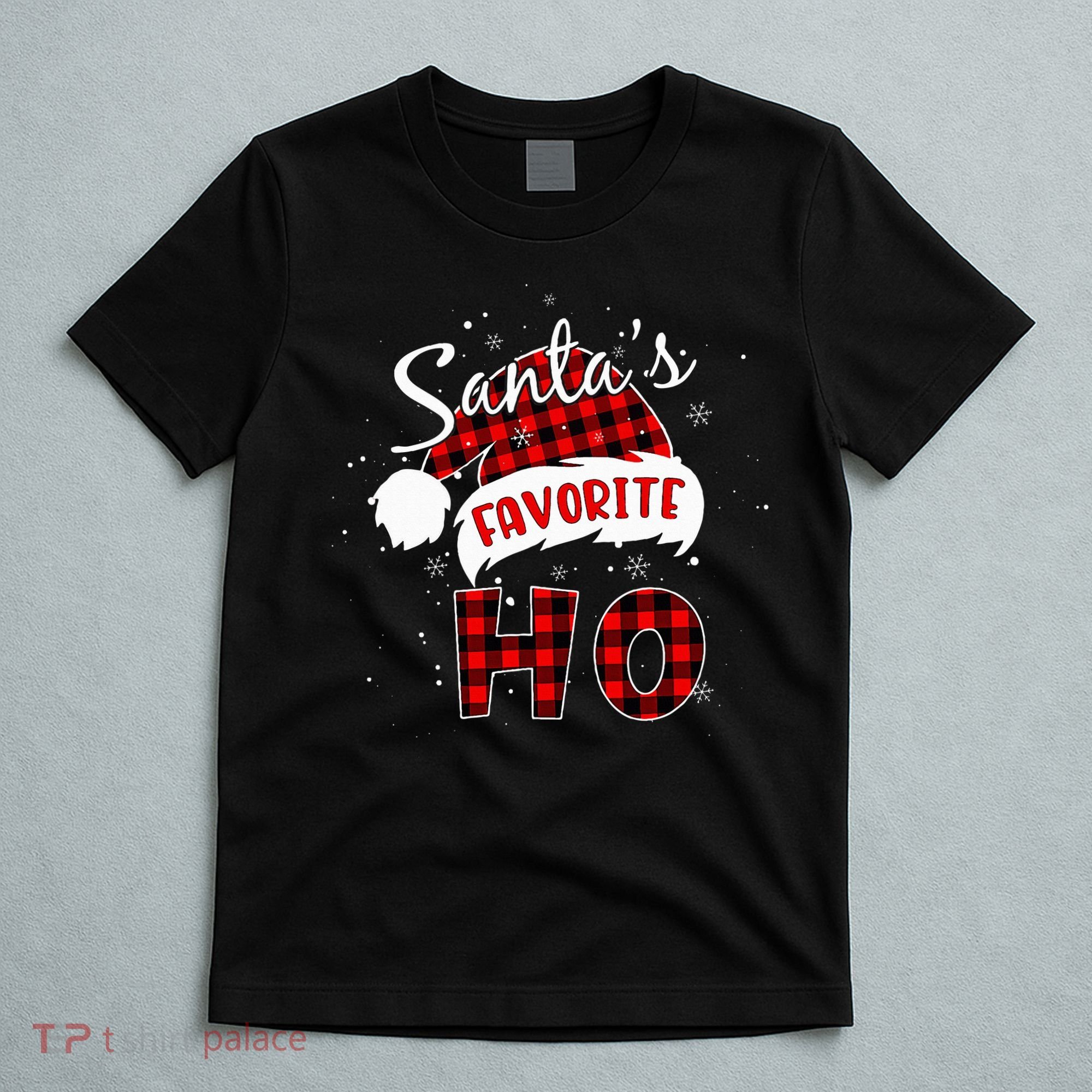 Santas Favorite Ho Christmas Red Plaid Buffalo Pajama T-Shirt