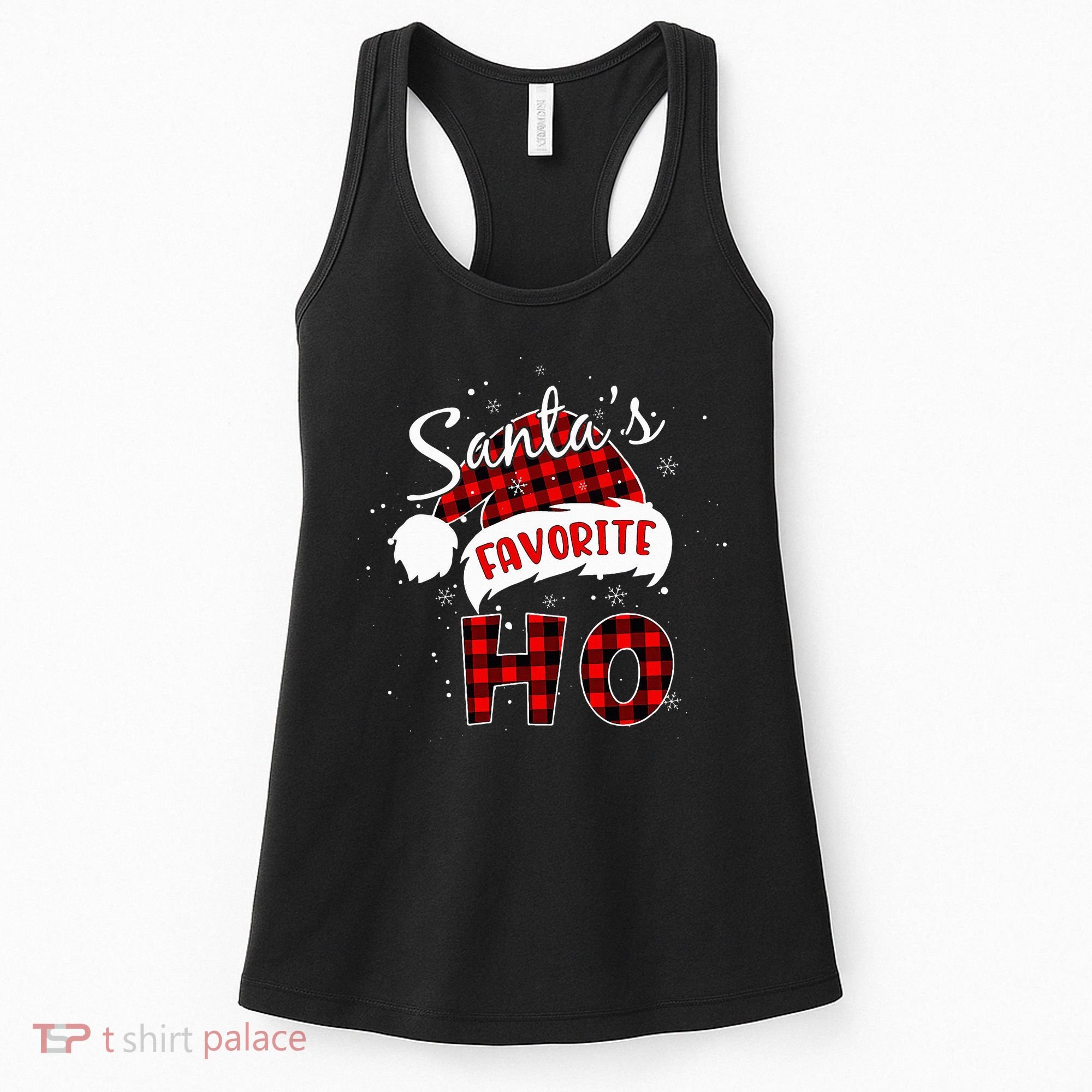 Santas Favorite Ho Christmas Red Plaid Buffalo Pajama Women's Tank Top