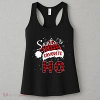 Santas Favorite Ho Christmas Red Plaid Buffalo Pajama Women's Tank Top thumb 3