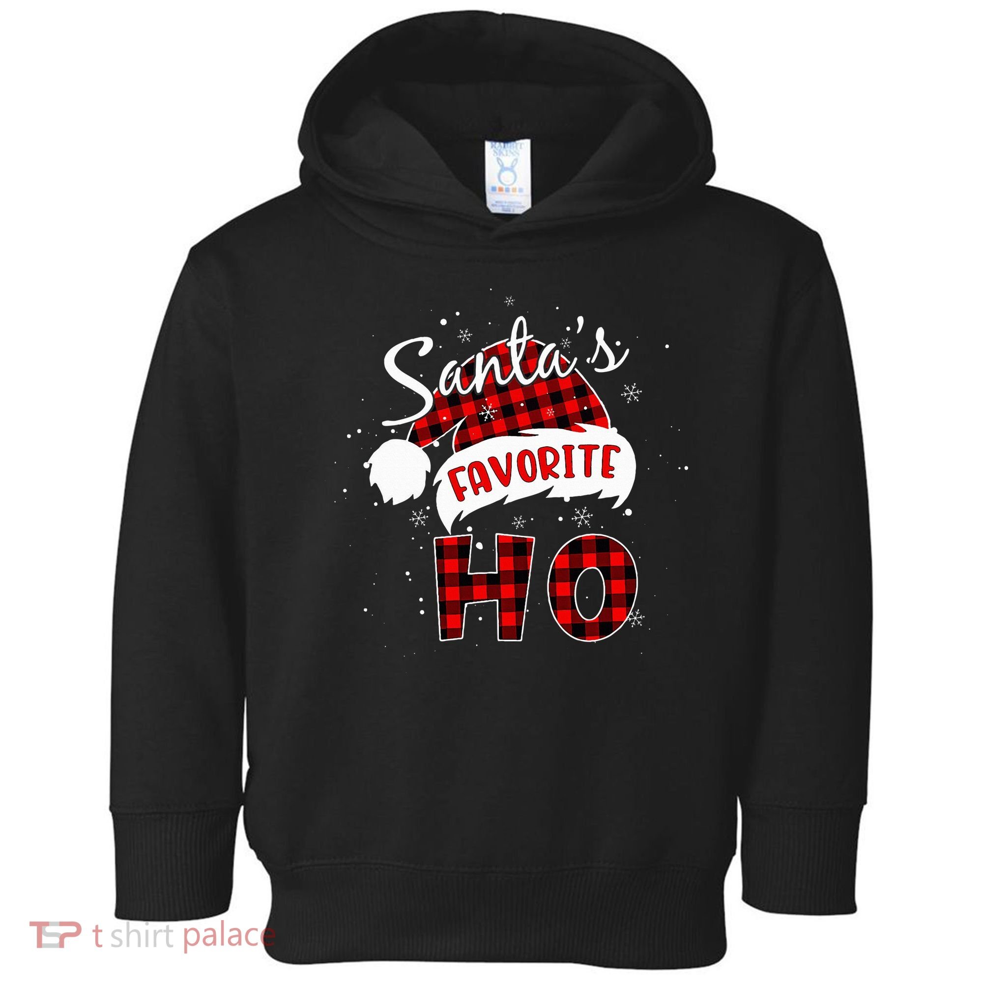 Santas Favorite Ho Christmas Red Plaid Buffalo Pajama Toddler Hoodie