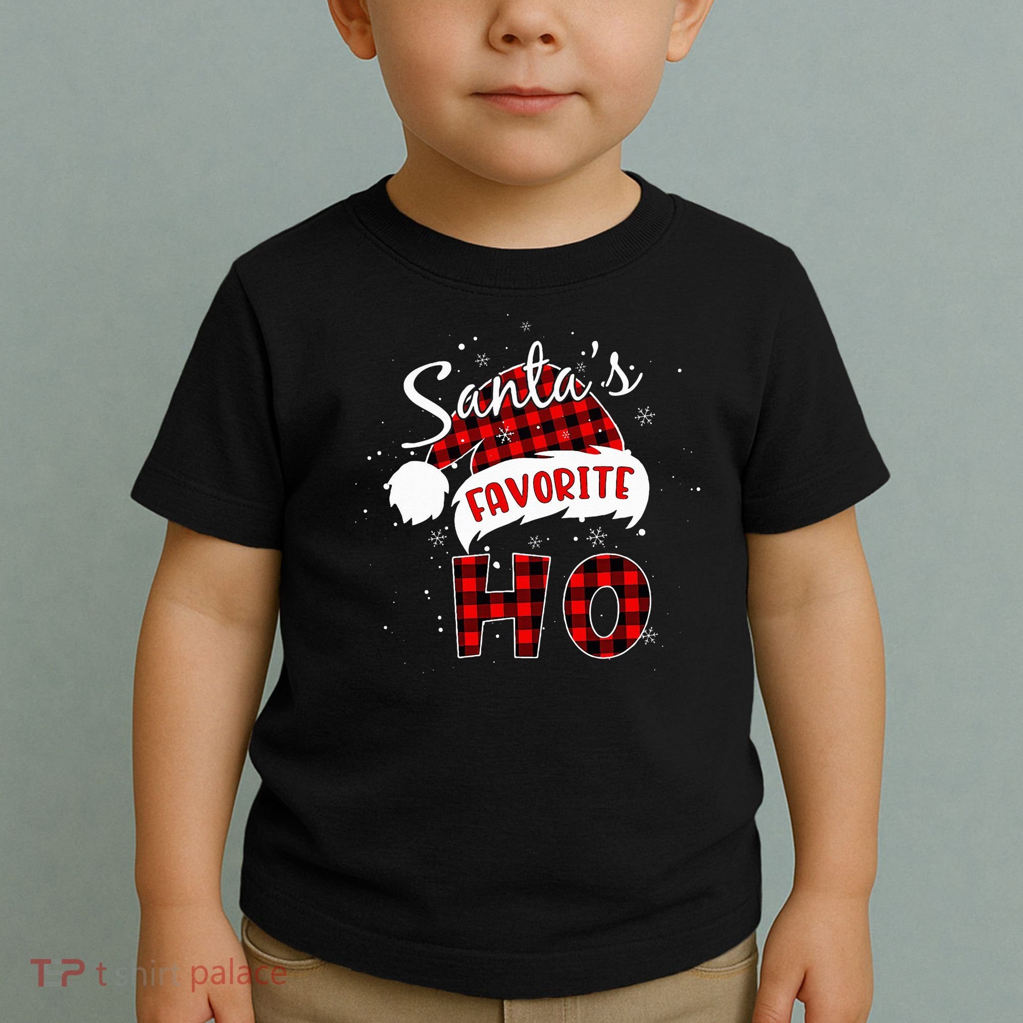 Santas Favorite Ho Christmas Red Plaid Buffalo Pajama Toddler T-Shirt