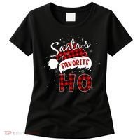 Santas Favorite Ho Christmas Red Plaid Buffalo Pajama Women's T-Shirt thumb 0