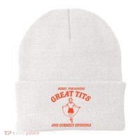 Sorry For Having Great Tits Funny Feminism Beanie thumb 0