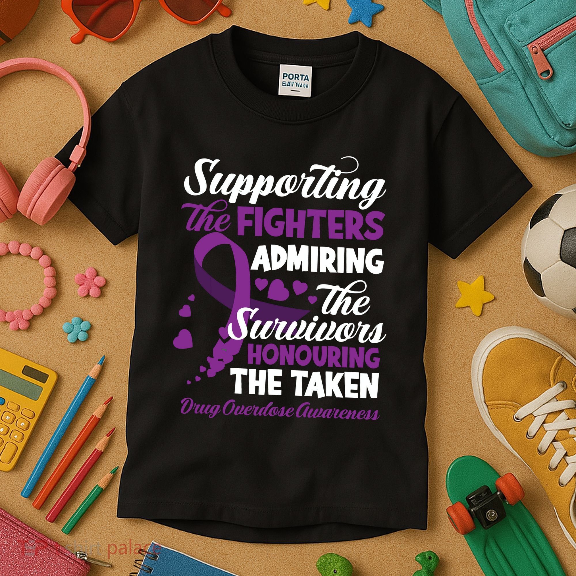 Support Fighters Honouring Taken Drug Overdose Awareness Kids T-Shirt