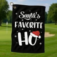 Santas Favorite Ho Funny Christmas Meaningful Gift Golf Towel thumb 1