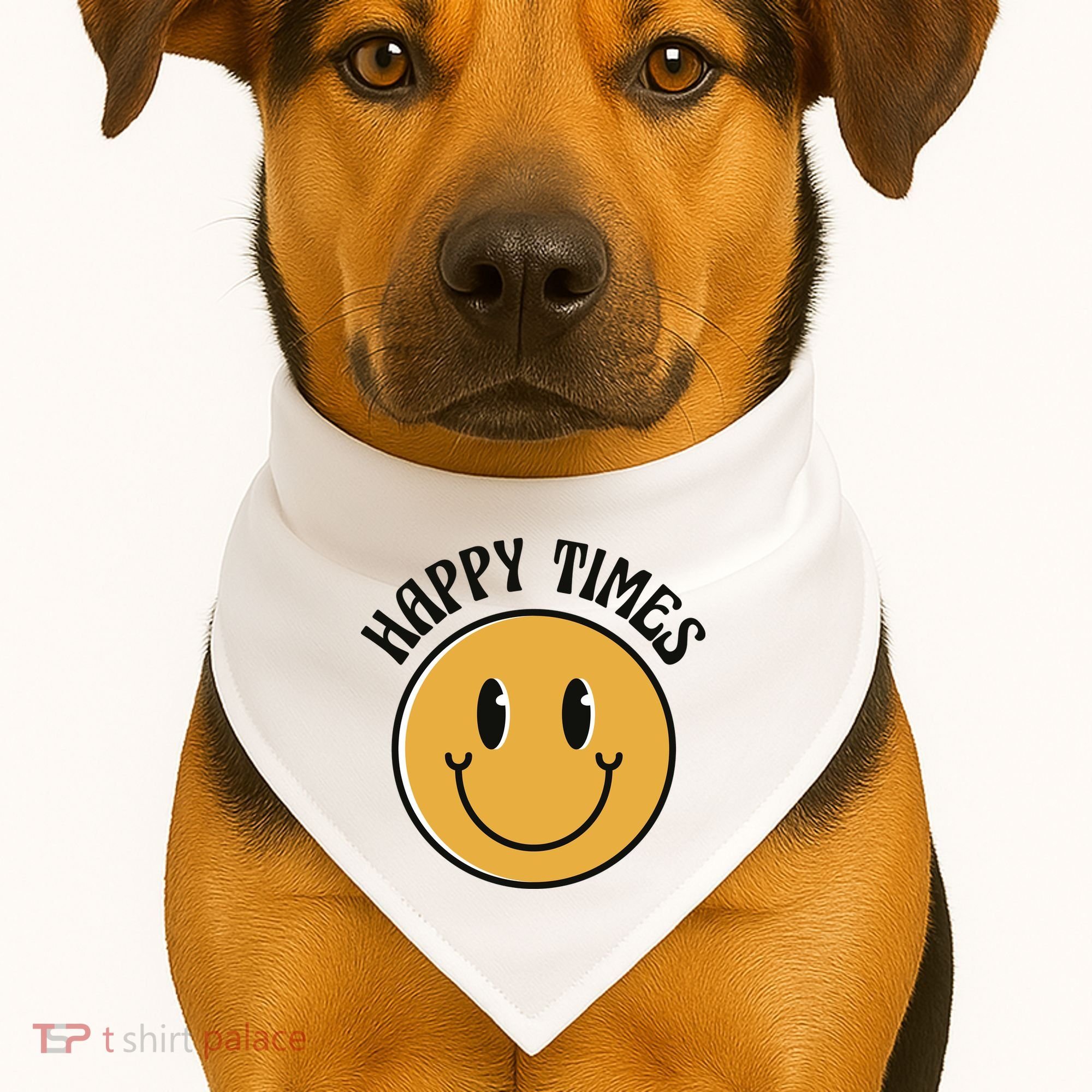 Smiley Face Happy Times USA-Made Doggie Bandana