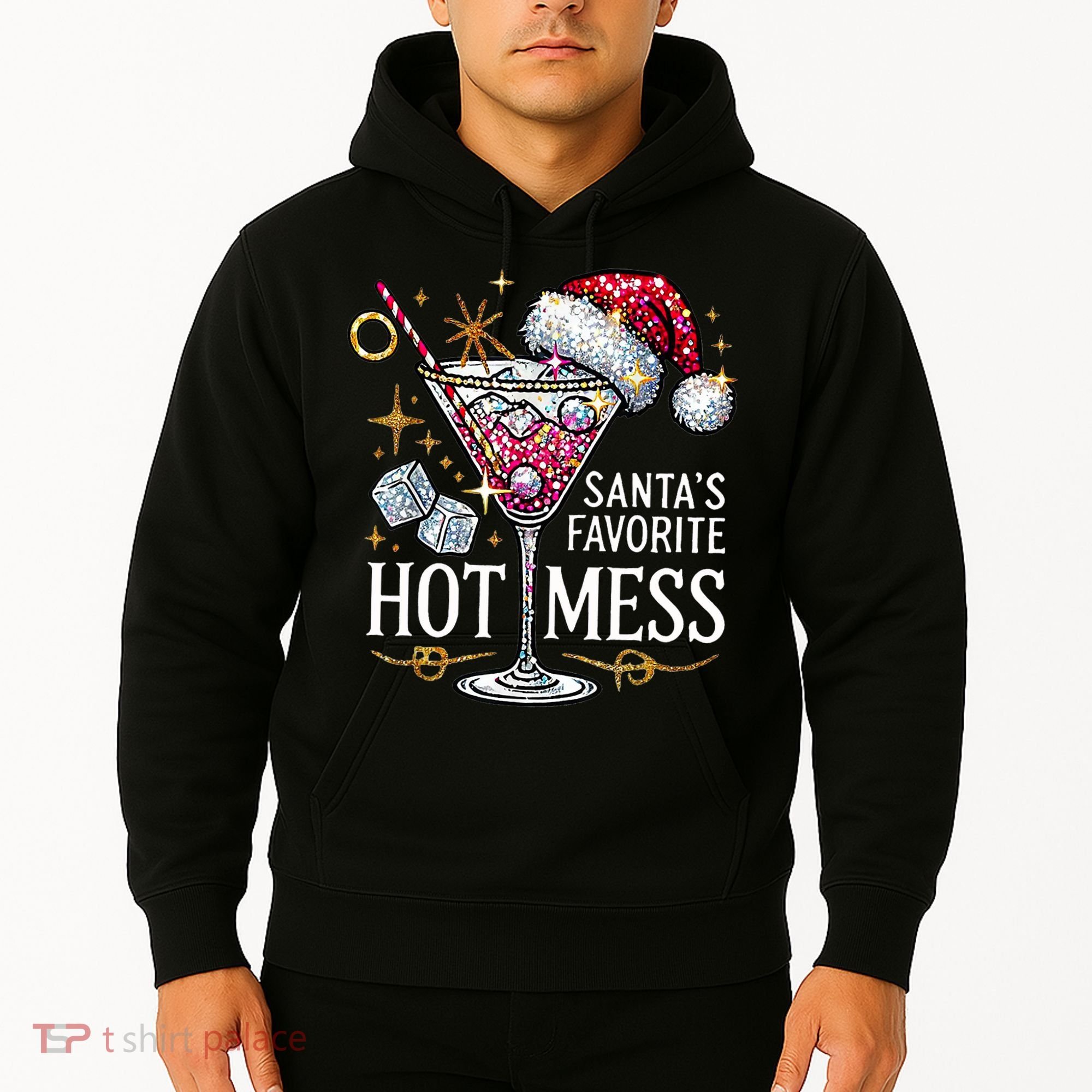SantaS Favorite Hot Mess Christmas Holiday Margarita Drink Hoodie