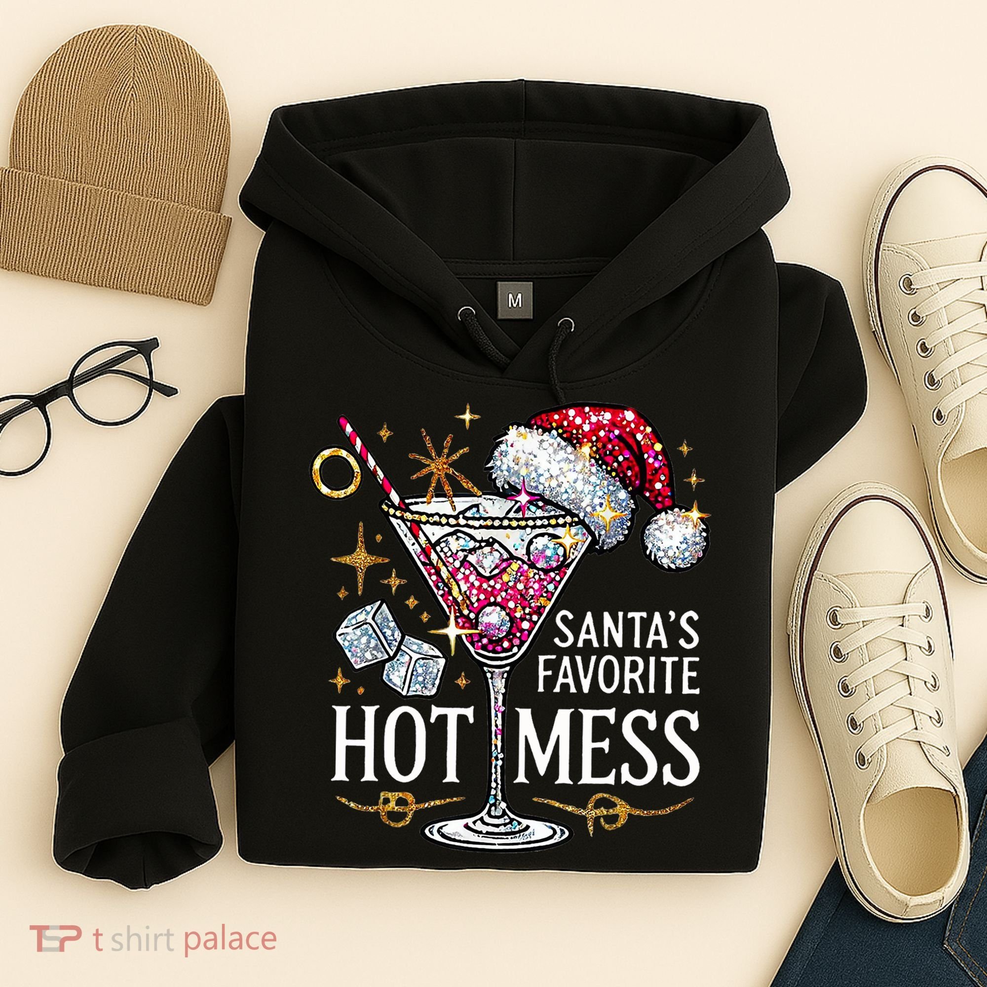 SantaS Favorite Hot Mess Christmas Holiday Margarita Drink Hoodie
