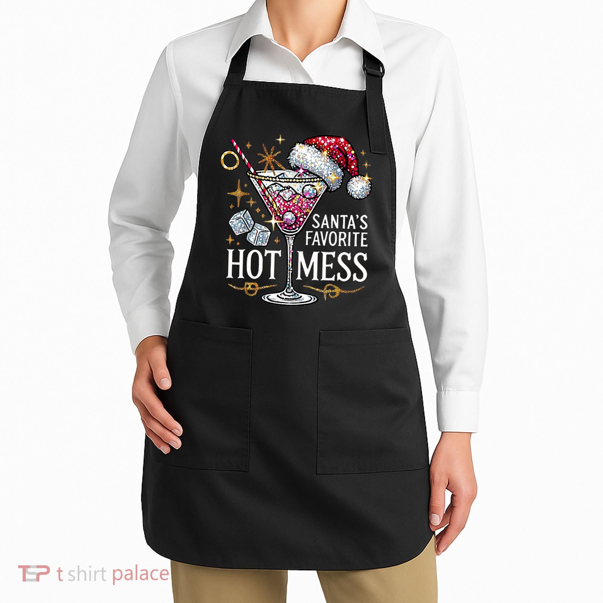 SantaS Favorite Hot Mess Christmas Holiday Margarita Drink Apron