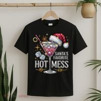 SantaS Favorite Hot Mess Christmas Holiday Margarita Drink T-Shirt thumb 2