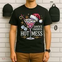 SantaS Favorite Hot Mess Christmas Holiday Margarita Drink T-Shirt thumb 6