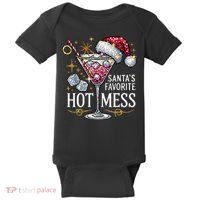 SantaS Favorite Hot Mess Christmas Holiday Margarita Drink Baby Bodysuit thumb 0