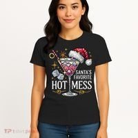 SantaS Favorite Hot Mess Christmas Holiday Margarita Drink Women's T-Shirt thumb 4
