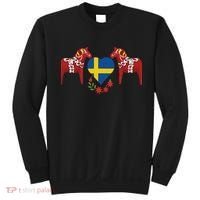 Sweden Flag Heart Swedish Dala Horses Sweatshirt thumb 0