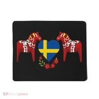 Sweden Flag Heart Swedish Dala Horses Mousepad thumb 0