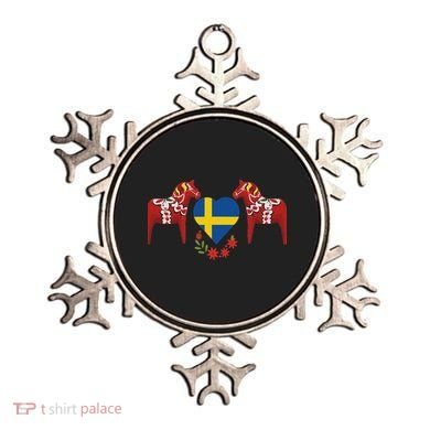 Sweden Flag Heart Swedish Dala Horses Ornament
