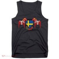 Sweden Flag Heart Swedish Dala Horses Tank Top thumb 0