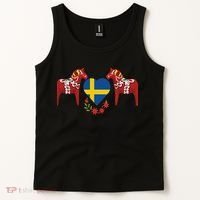 Sweden Flag Heart Swedish Dala Horses Tank Top thumb 2