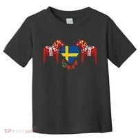 Sweden Flag Heart Swedish Dala Horses Toddler T-Shirt thumb 0