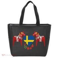 Sweden Flag Heart Swedish Dala Horses Tote Bag thumb 0