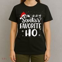 Santa's Favorite Ho Santa Hat Christmas Xmas Pajamas Gifts T-Shirt thumb 4