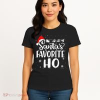Santa's Favorite Ho Santa Hat Christmas Xmas Pajamas Gifts Women's T-Shirt thumb 4