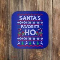 SantaS Favorite Ho Cool Gift Xmas Ugly Christmas Sweater Gift Coaster thumb 0
