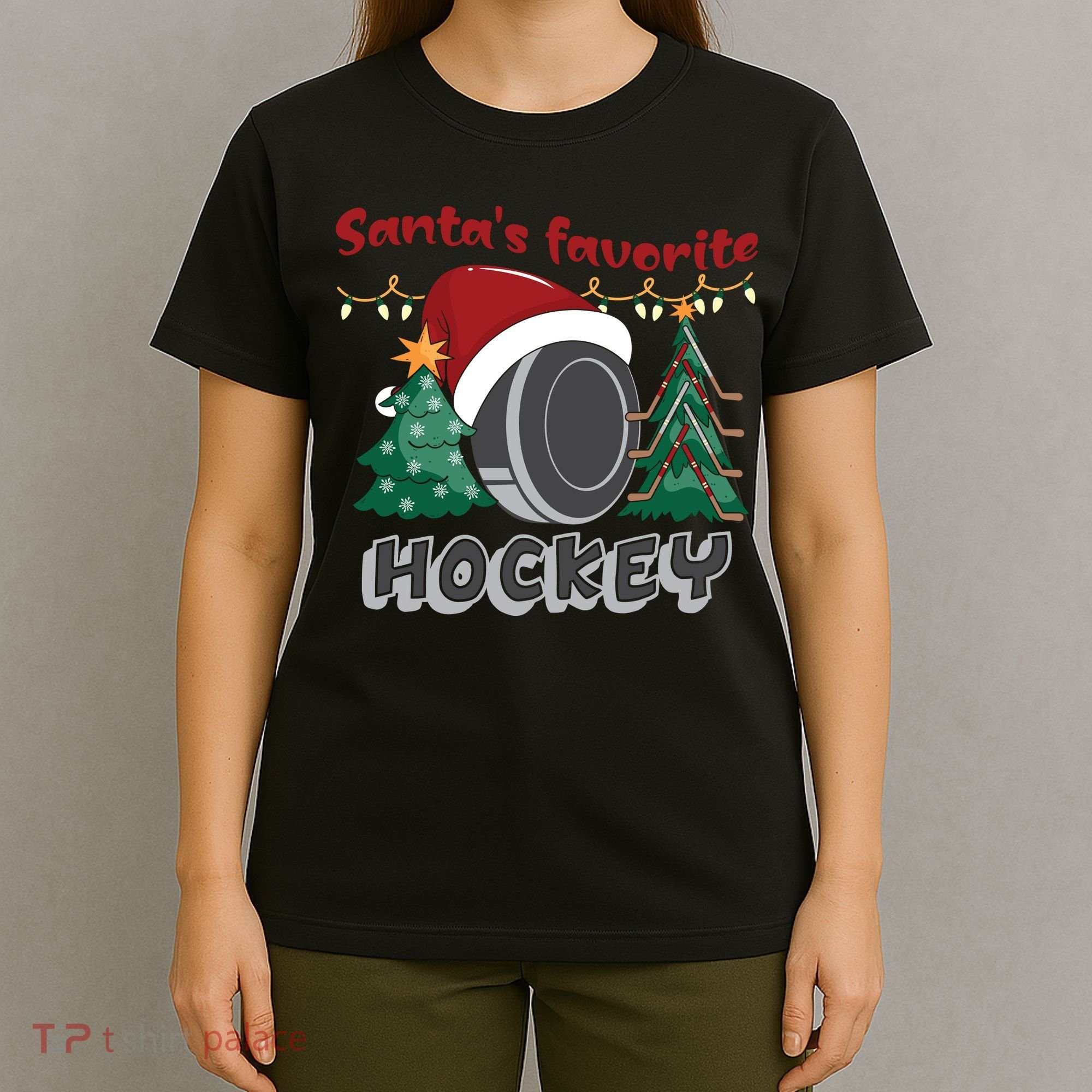 Santa's Favorite Hockey Player Christmas Pajama Gifts T-Shirt