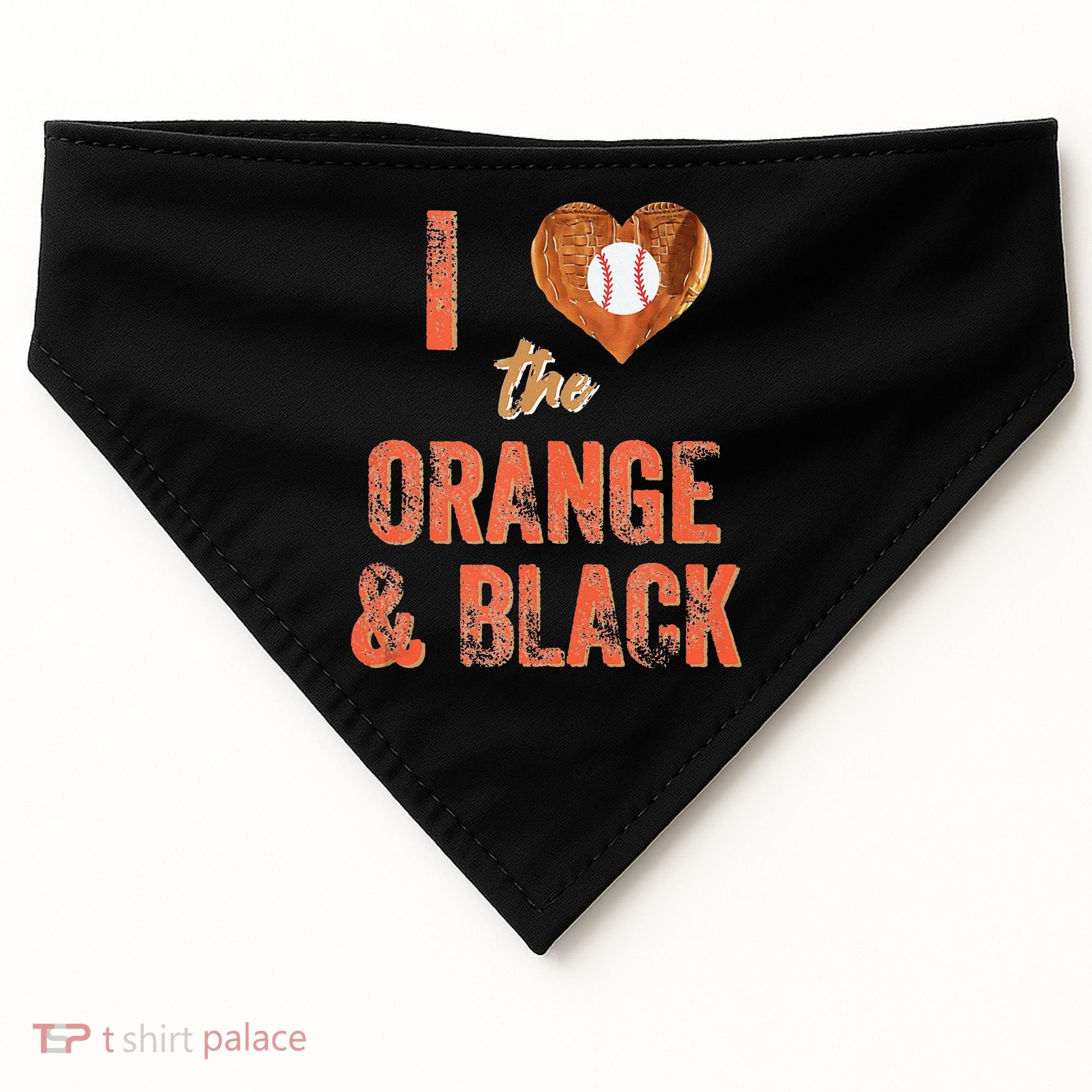 San Francisco I Love The Orange And Black Baseball USA-Made Doggie Bandana