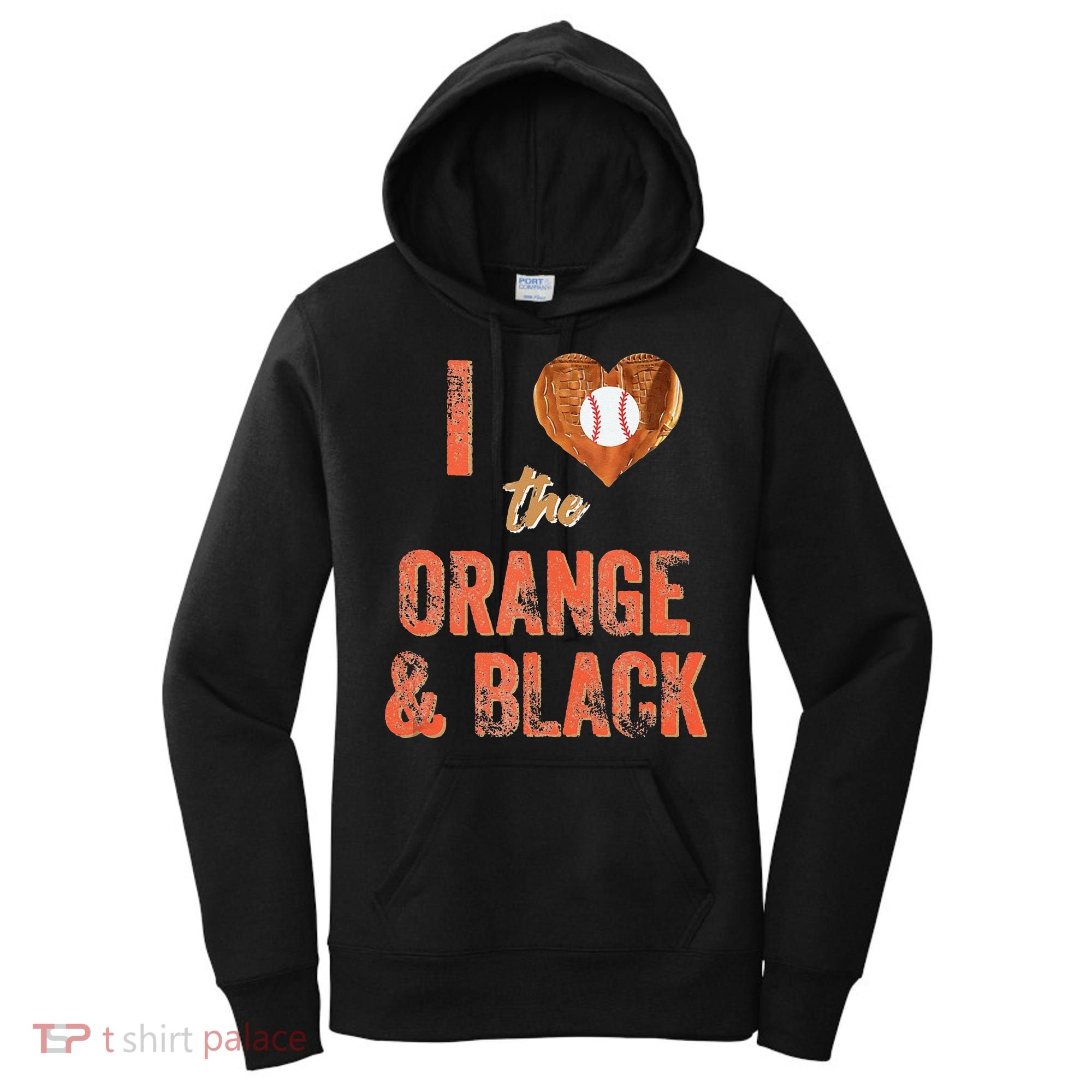 San Francisco I Love The Orange And Black Baseball Women's Hoodie