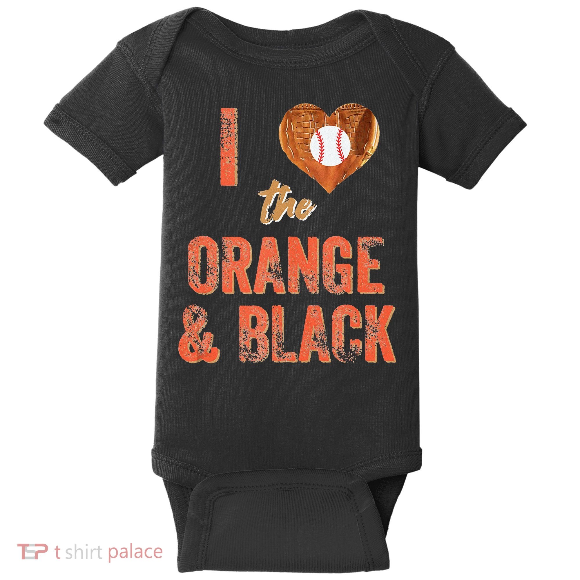 San Francisco I Love The Orange And Black Baseball Baby Bodysuit
