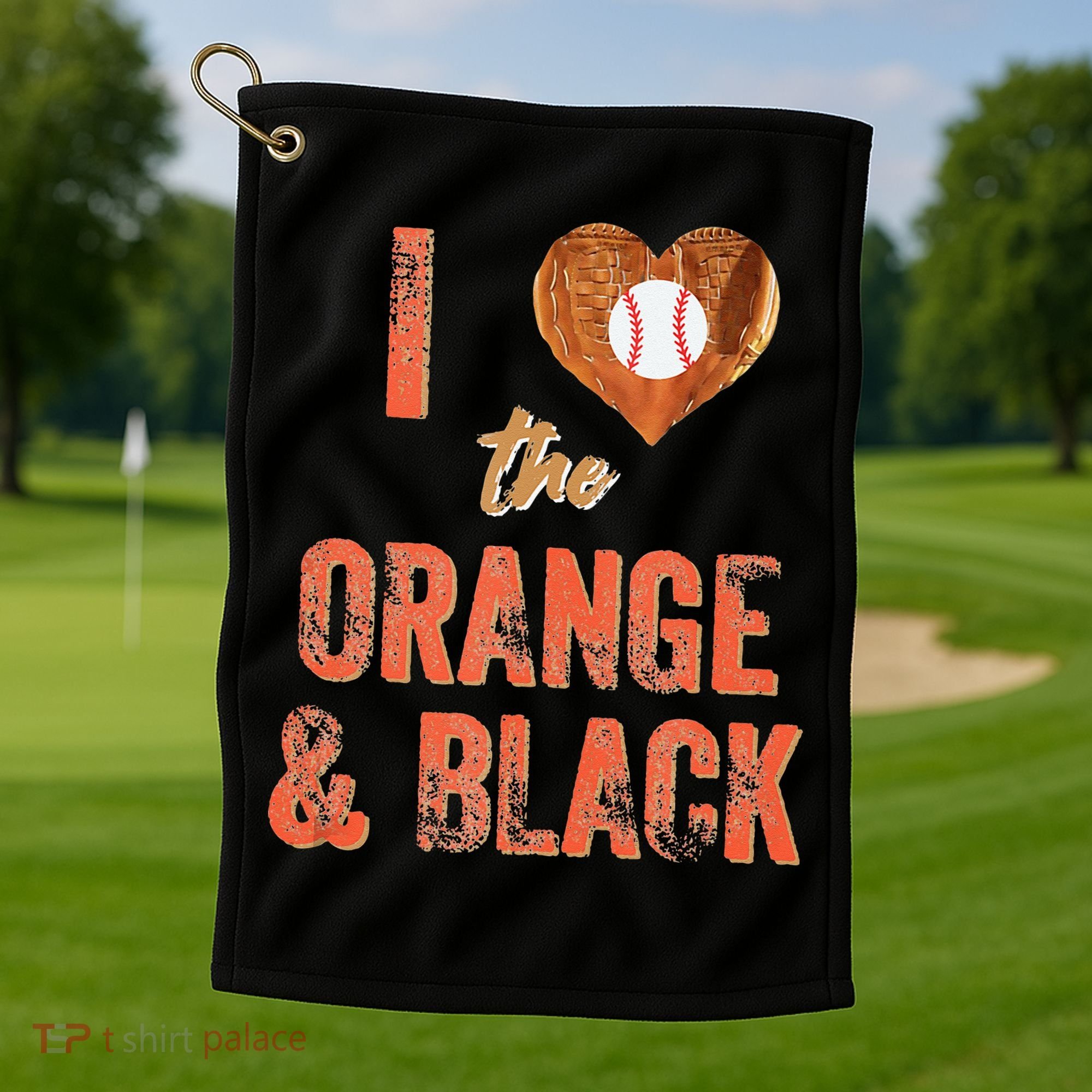 San Francisco I Love The Orange And Black Baseball Golf Towel