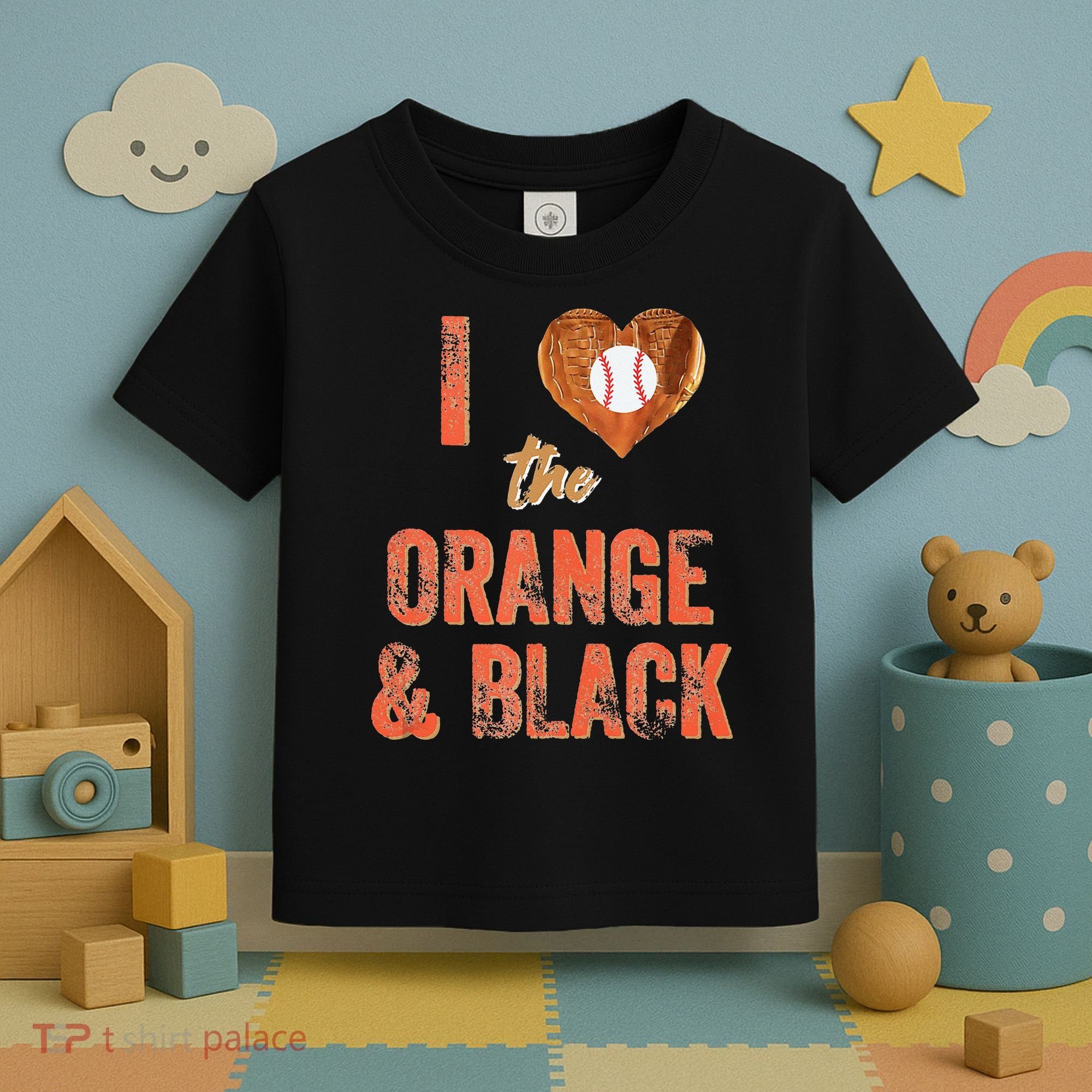 San Francisco I Love The Orange And Black Baseball Toddler T-Shirt