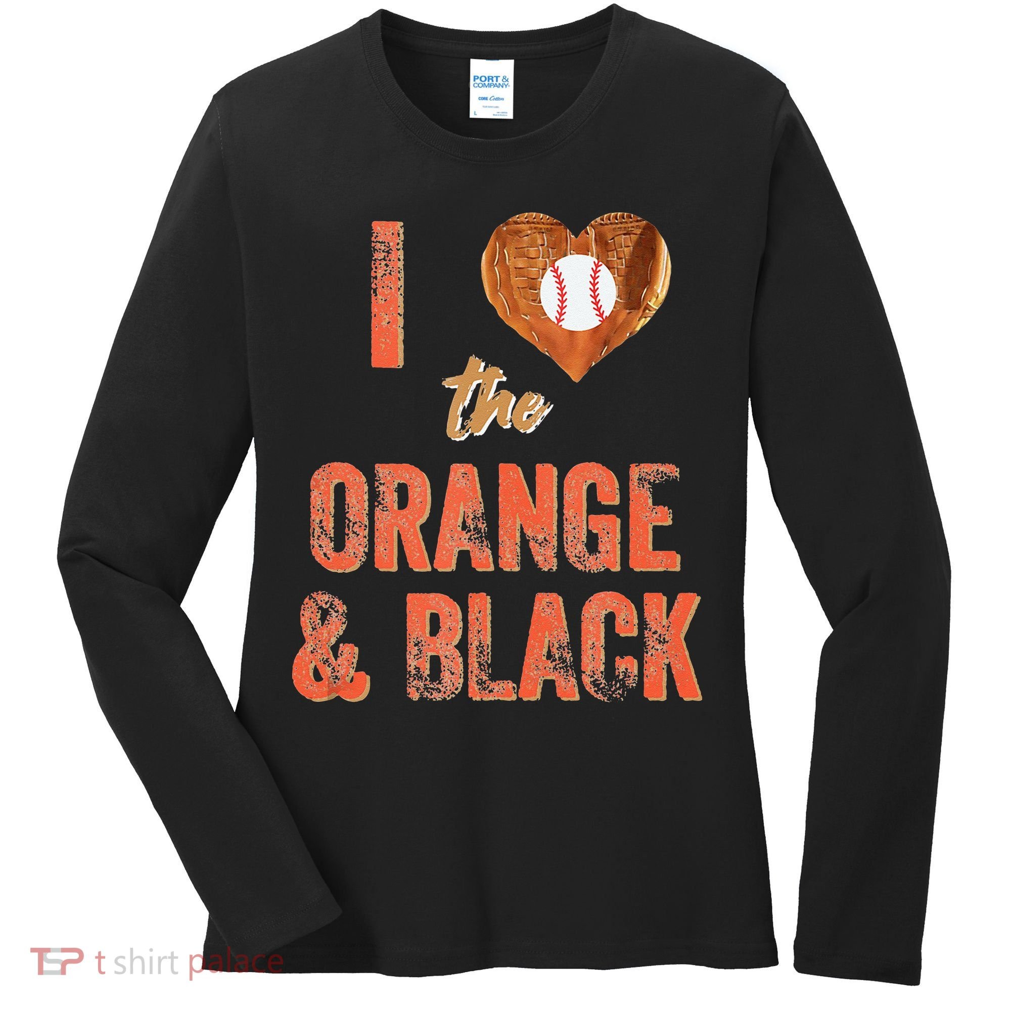San Francisco I Love The Orange And Black Baseball Women's Long Sleeve Shirt