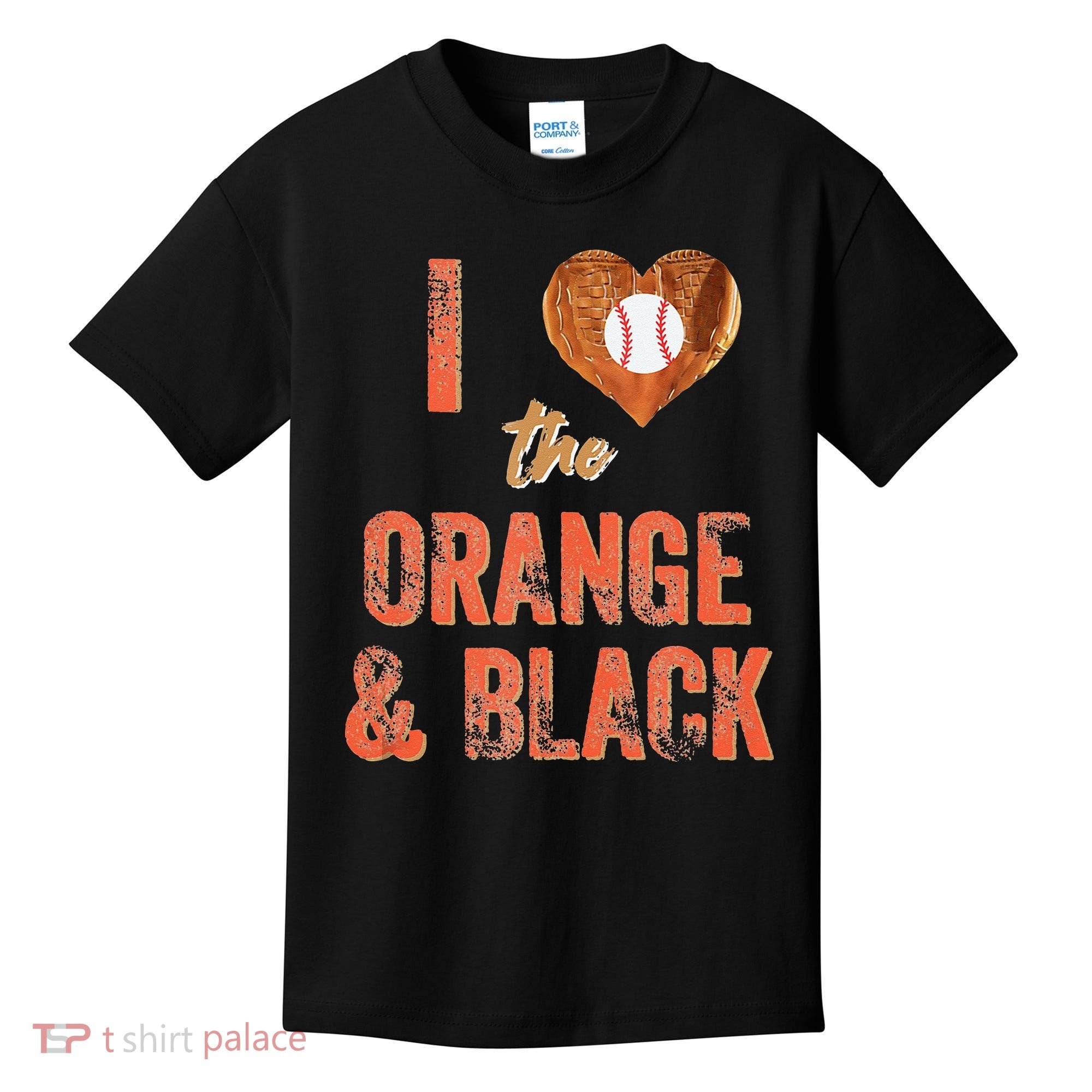 San Francisco I Love The Orange And Black Baseball Kids T-Shirt