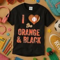 San Francisco I Love The Orange And Black Baseball Kids T-Shirt thumb 3