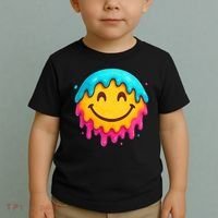 Smile Face Ice-Cream Drip Toddler T-Shirt thumb 2