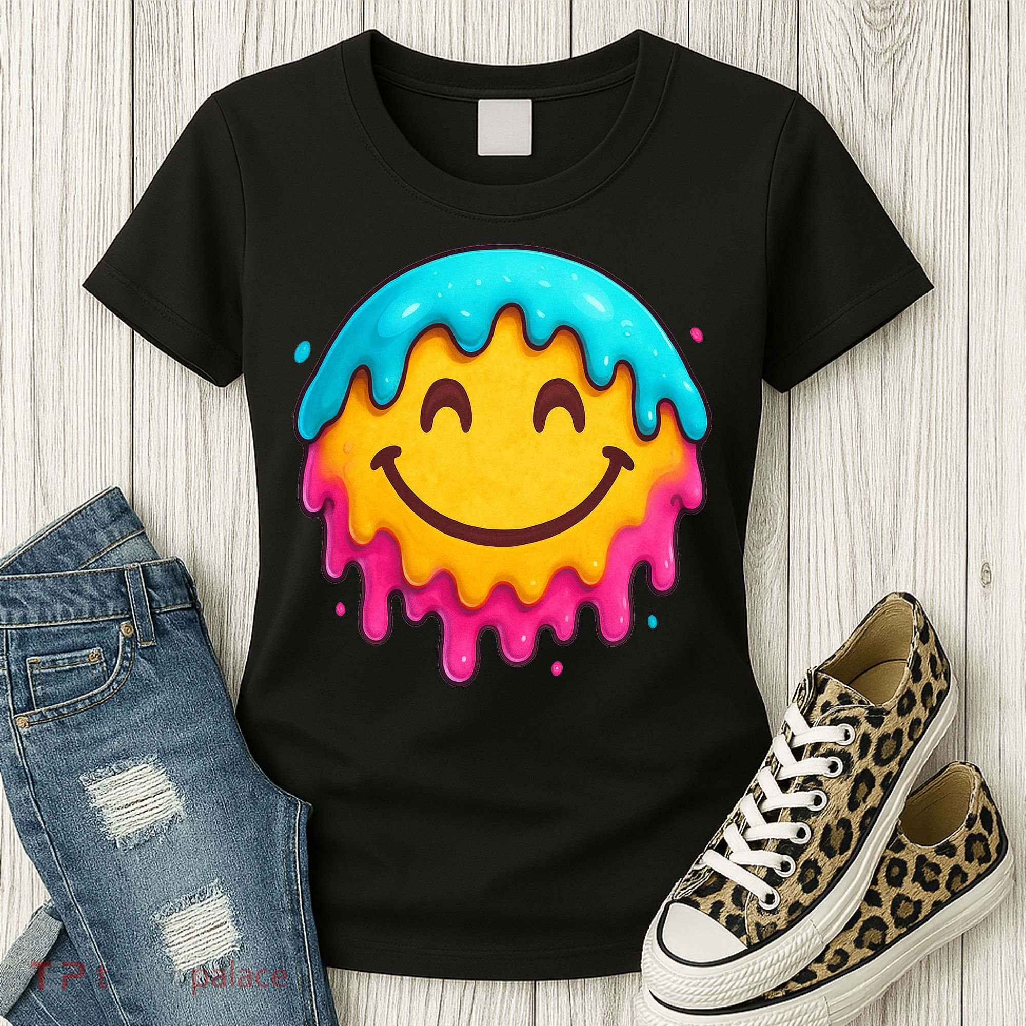 Smile Face Ice-Cream Drip Women's T-Shirt