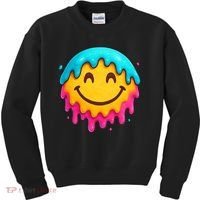 Smile Face Ice-Cream Drip Kids Sweatshirt thumb 0