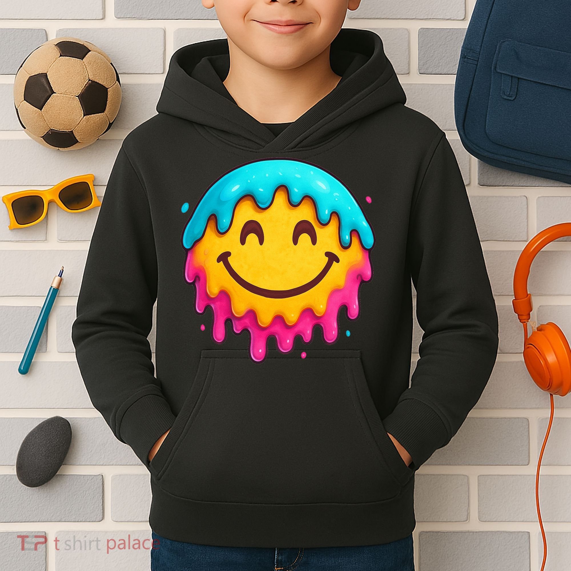Smile Face Ice-Cream Drip Kids Hoodie