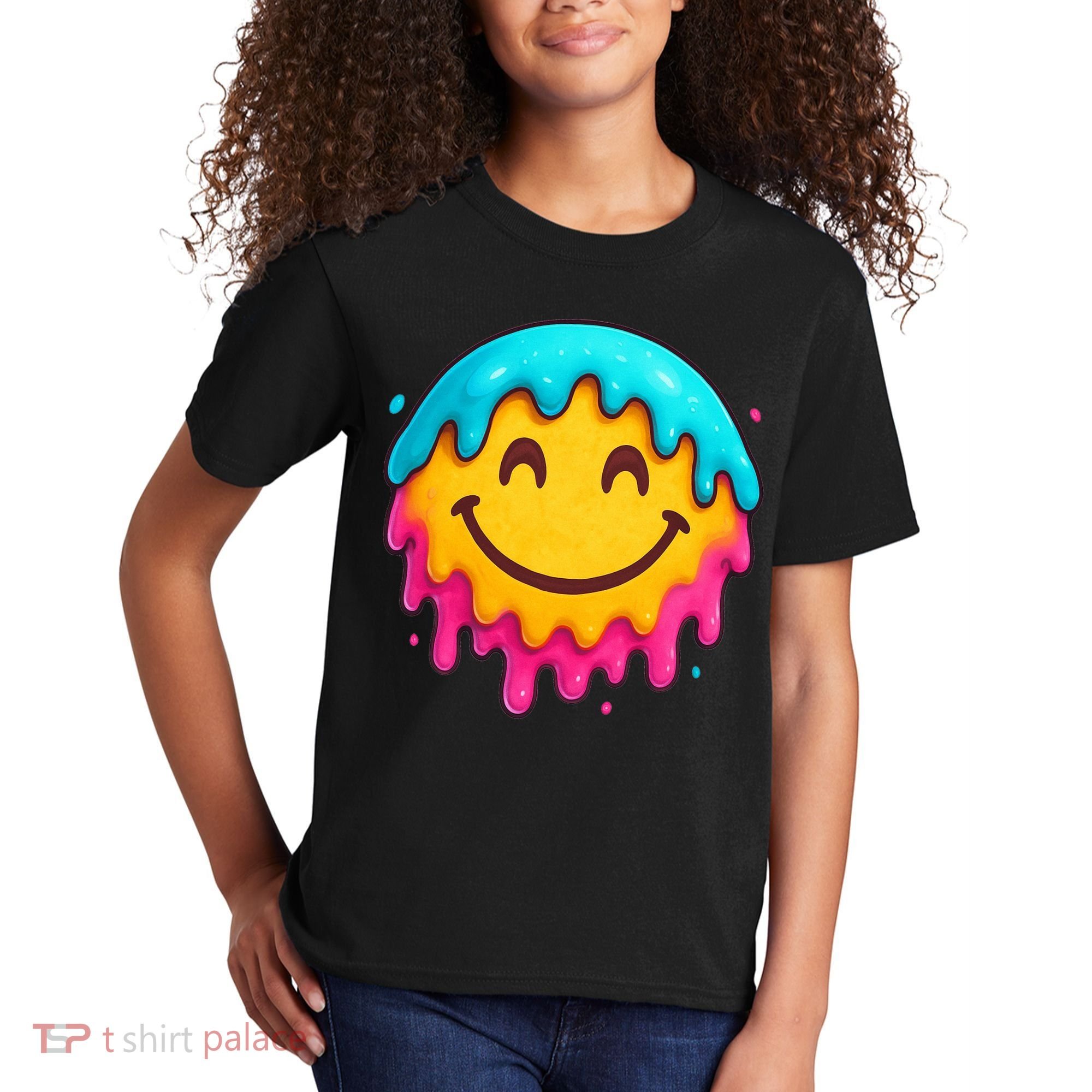 Smile Face Ice-Cream Drip Kids T-Shirt