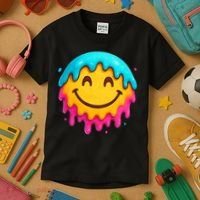 Smile Face Ice-Cream Drip Kids T-Shirt thumb 3