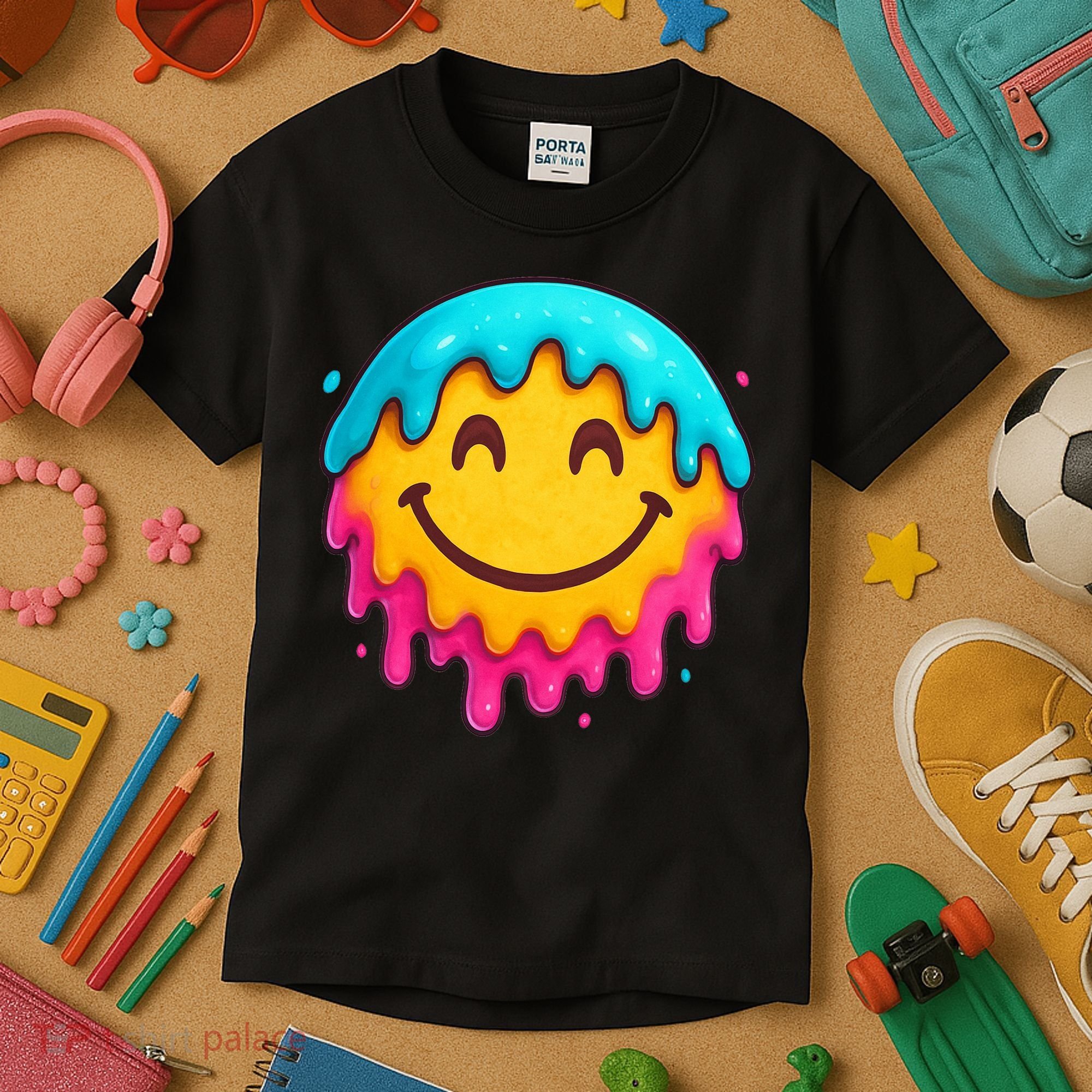 Smile Face Ice-Cream Drip Kids T-Shirt