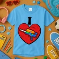 Summertime Fun I Love Super Soakers Water Guns Kids T-Shirt thumb 3
