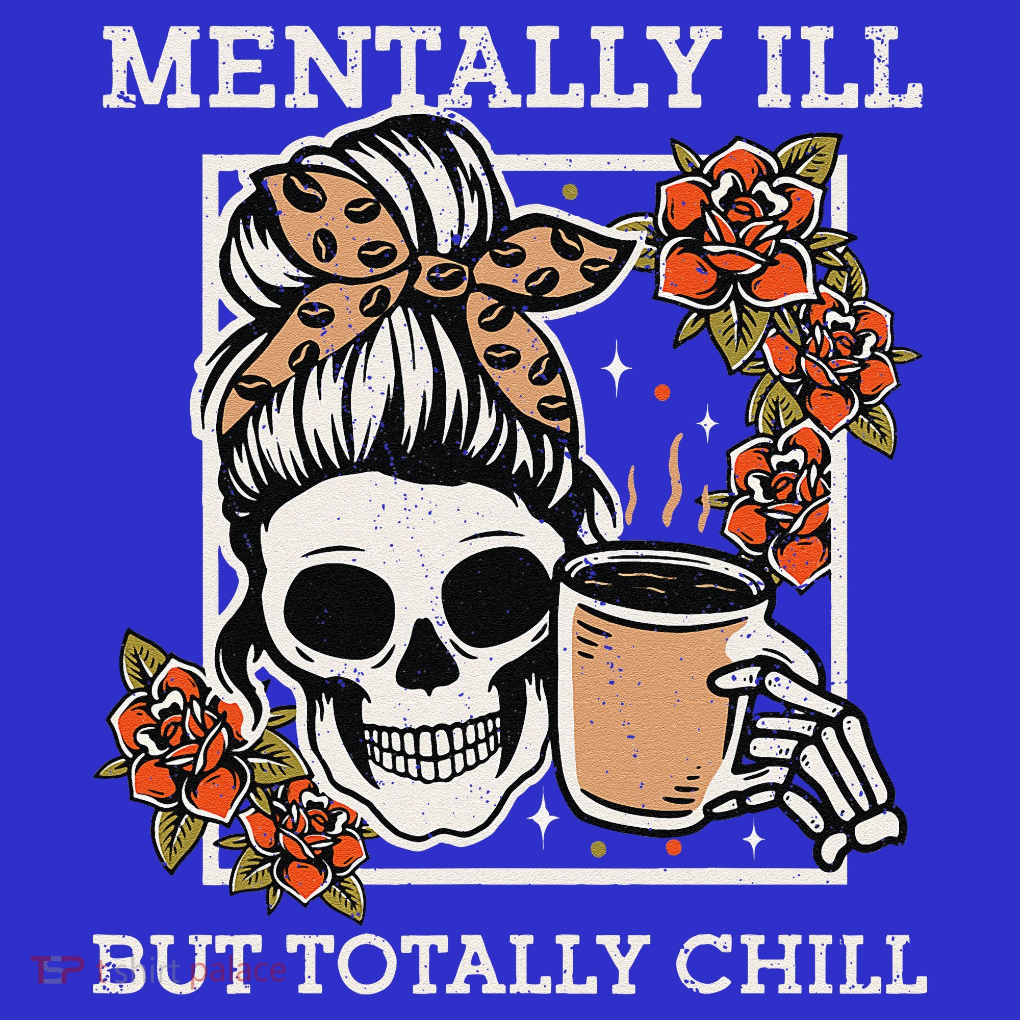 Skeleton Funnytally Ill But Totally Chill Halloween Skull Mom Polo