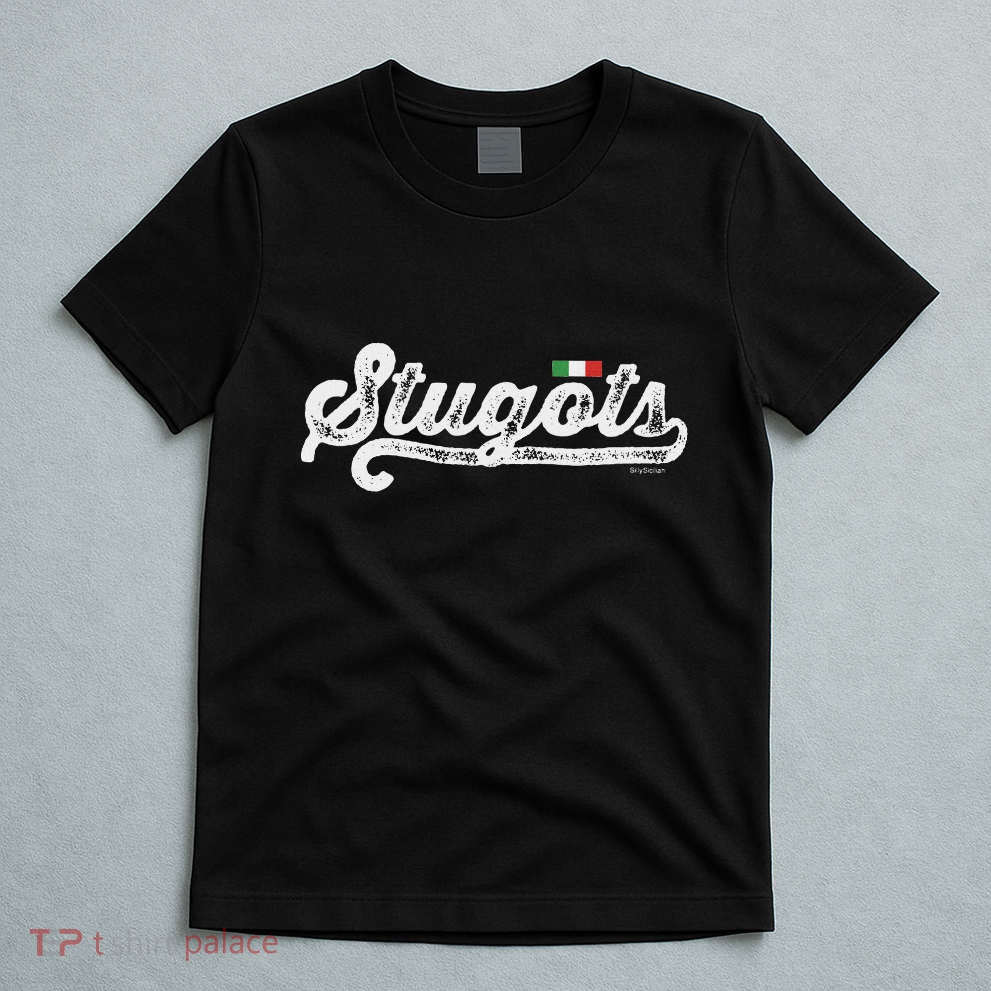 Stugots Funny Italian Saying Italy Flag White Vintage Script T-Shirt